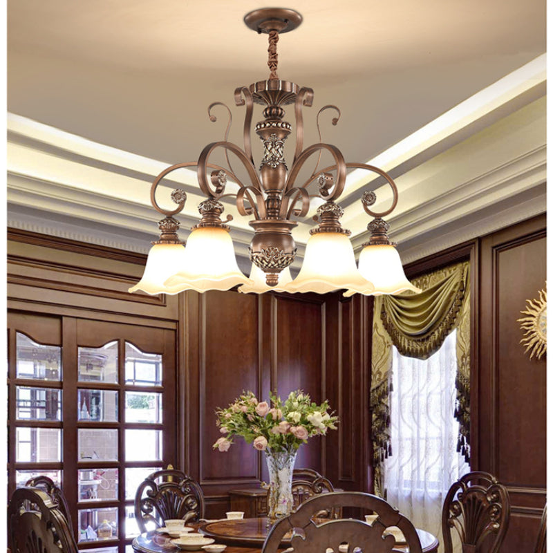 Nevitore Retro Flower Pendant Light Metal Glass Living Room Bedroom