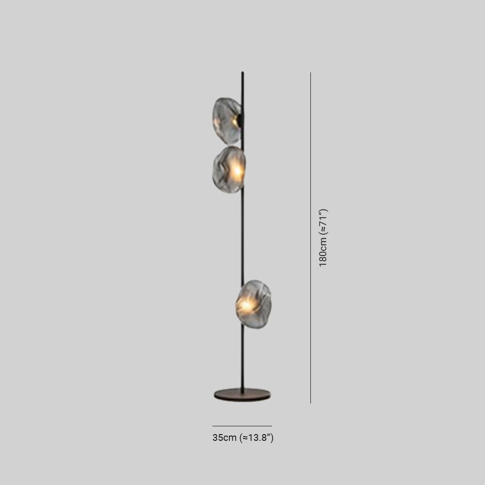 Kokatem Luxury Flower Metal/Glass Floor Lamp, Black/Gold/Grey