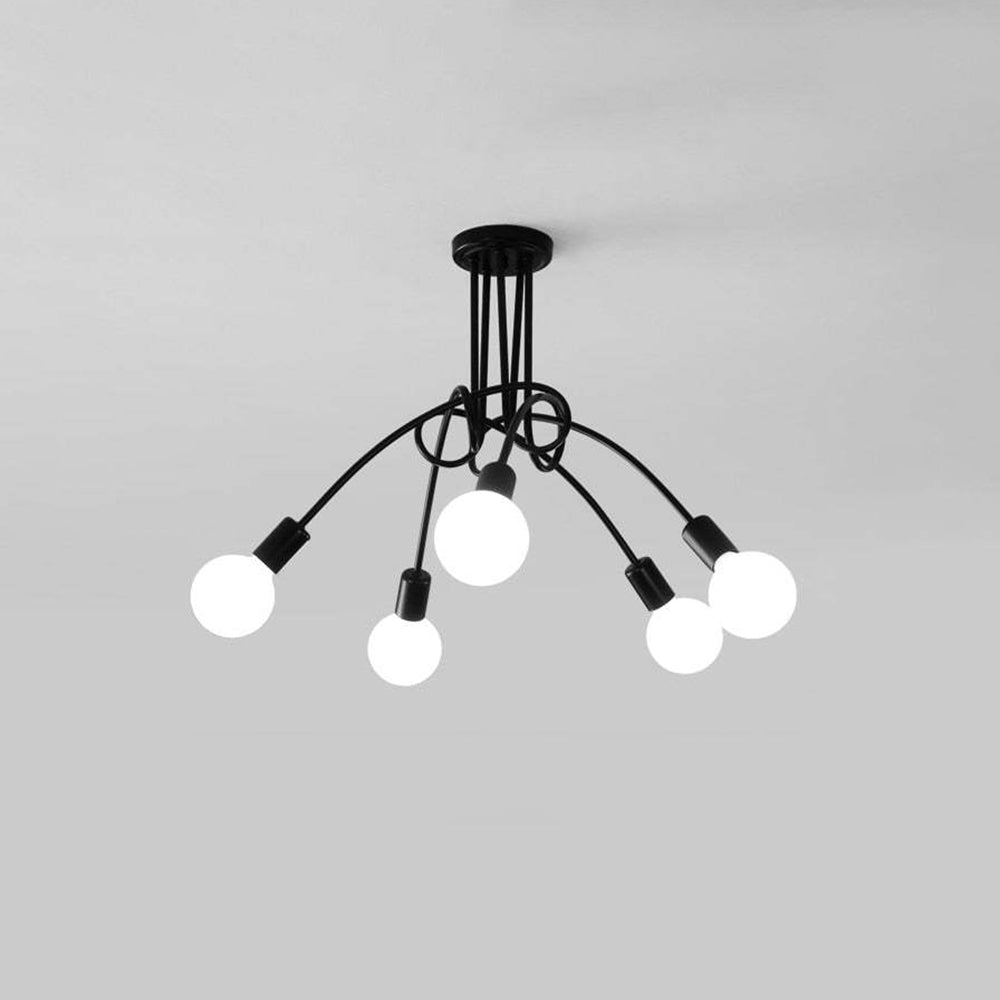 Lopumit Modern Linear Curve Metal Ceiling Light, Dining Room/Living Room