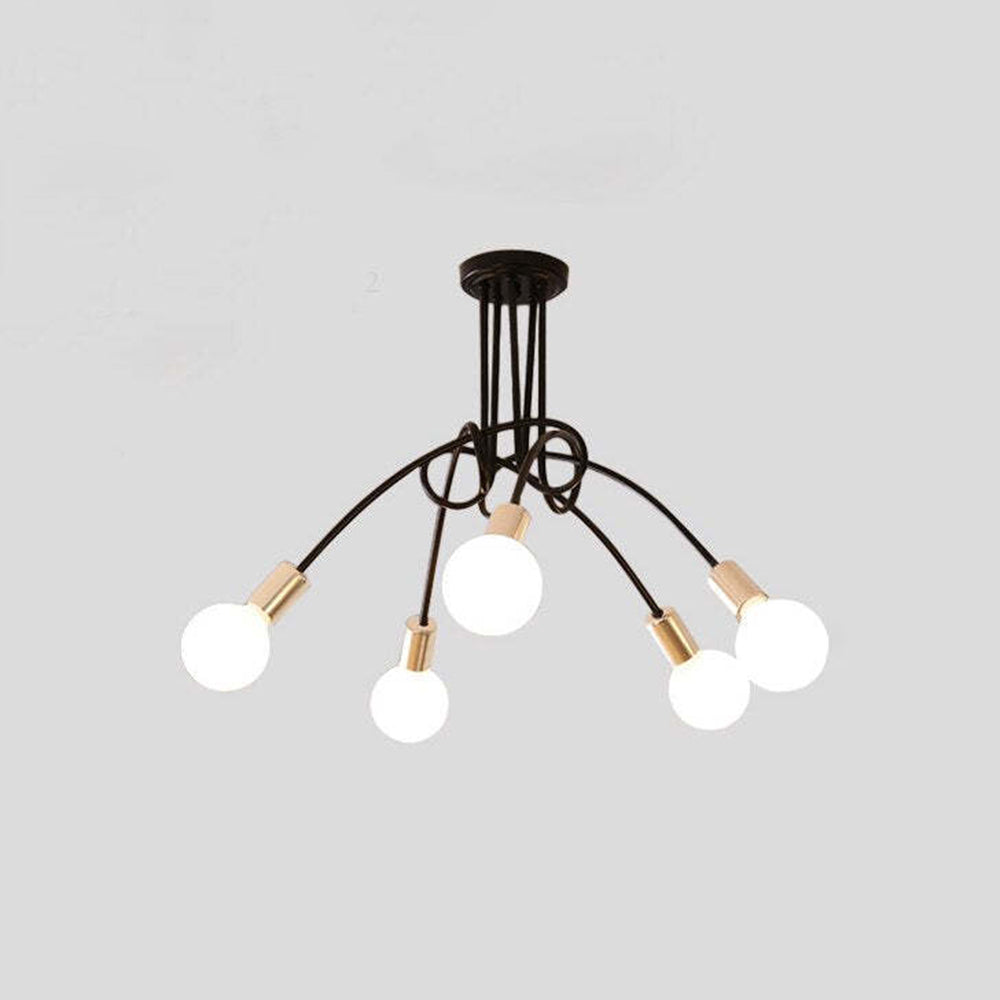 Lopumit Modern Linear Curve Metal Ceiling Light, Dining Room/Living Room