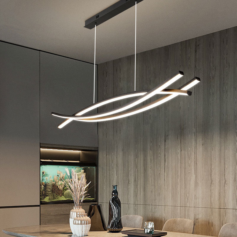 Beribar Modern Linear Metal Pendant Light, Black