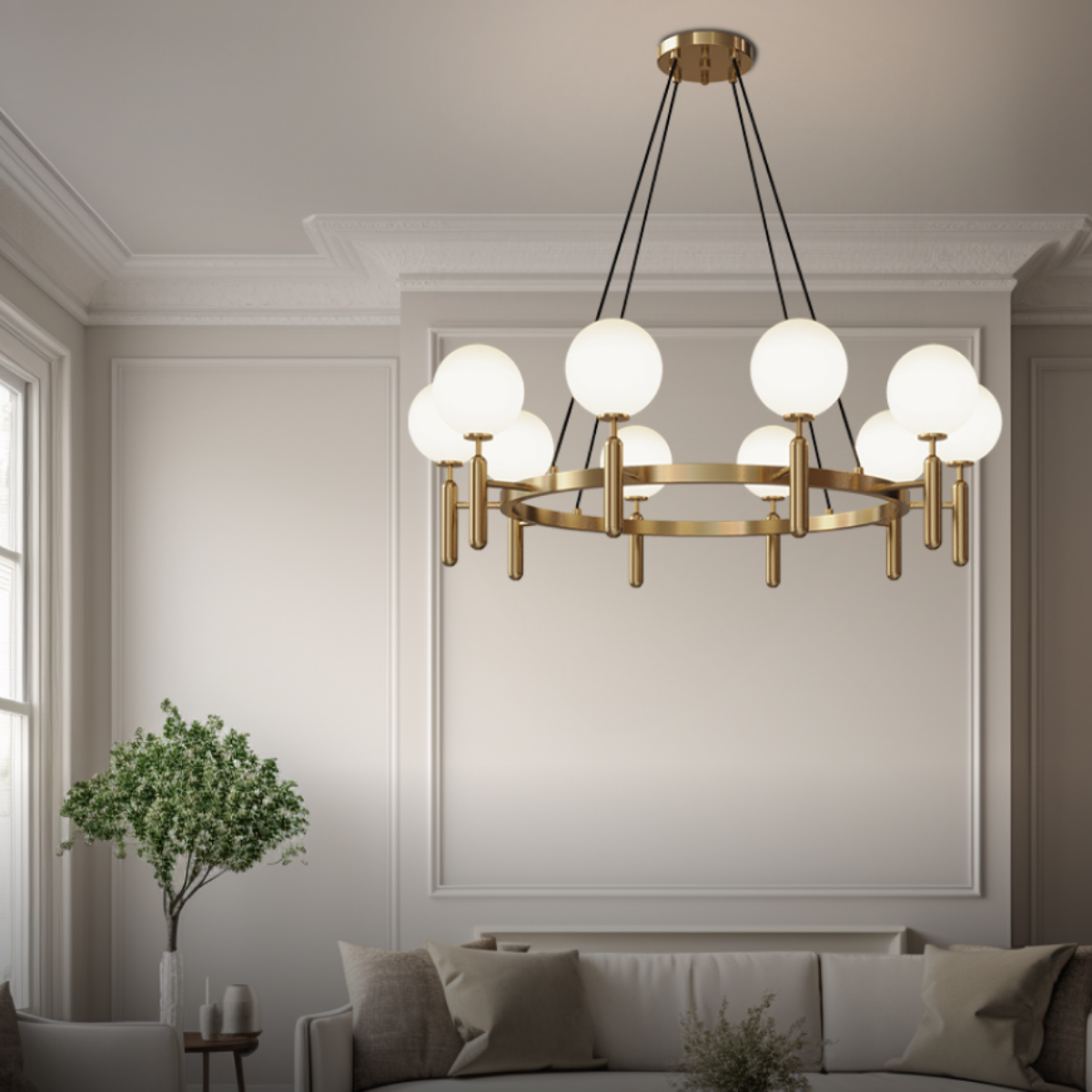 Wimoruk Design Ball Glass/Metal Pendant Light Gold White