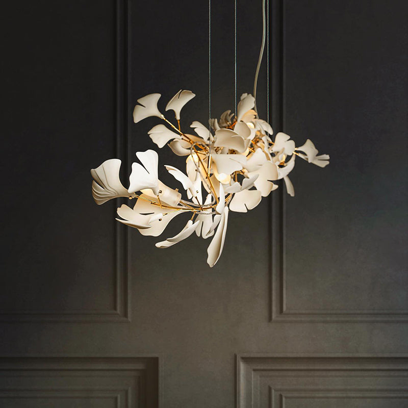 Navirin Luxury Ceramic Chandelier Large Foyer, Gingko leaf, Living Room