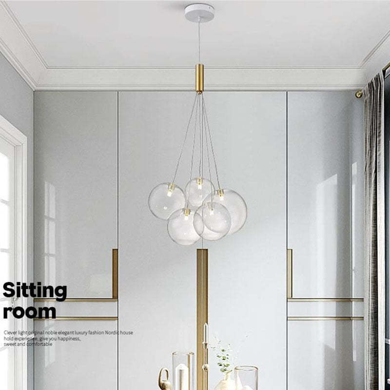 Karomen Glass Globe Bubble Pendant Light LED Stary