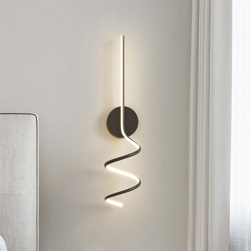 Kipenan Modern LED Art Interior Wall Light Spiral, Black & White