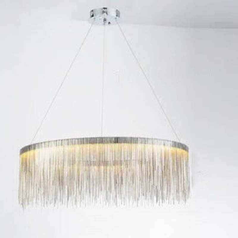 Potenor Tassel Chain Art Deco Pendant Light Silver/Gold Living Room/Hall