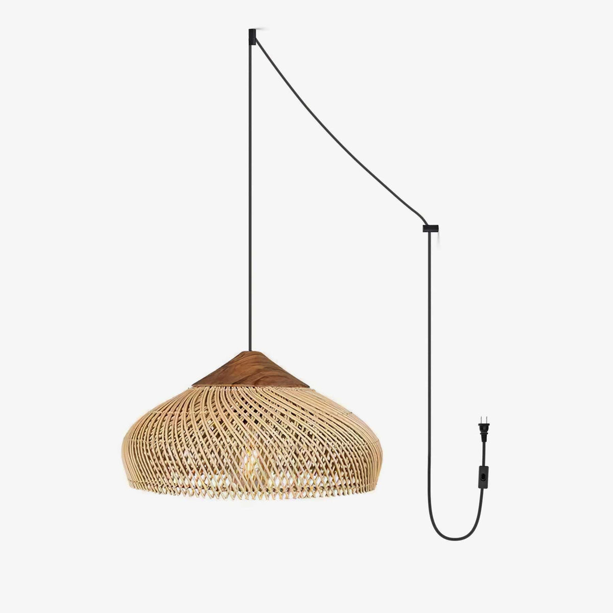 Braided Rattan Swag Pendant Lamp