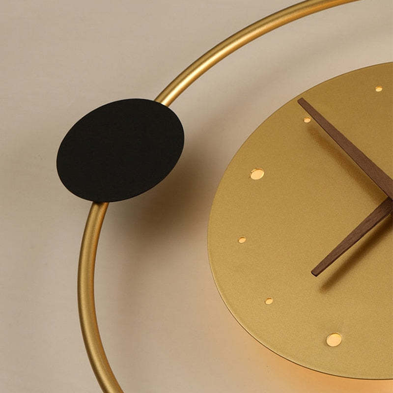 Posisan Wall Lamp Clock, Black & Gold
