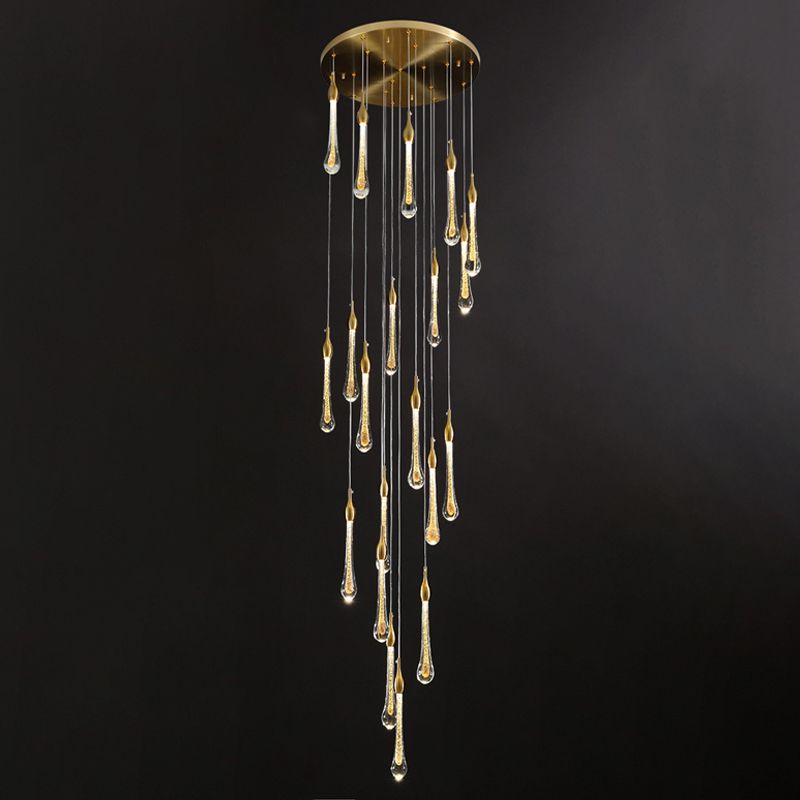 Gedinit Modern Teardrop Crystal Chandelier, Gold