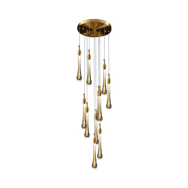 Gedinit Modern Teardrop Crystal Chandelier, Gold