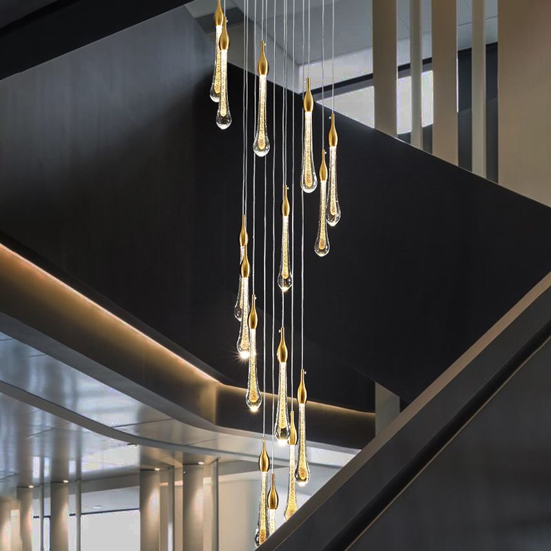 Gedinit Modern Teardrop Crystal Chandelier, Gold
