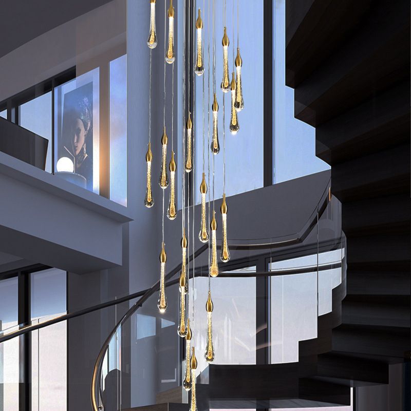 Gedinit Modern Teardrop Crystal Chandelier, Gold