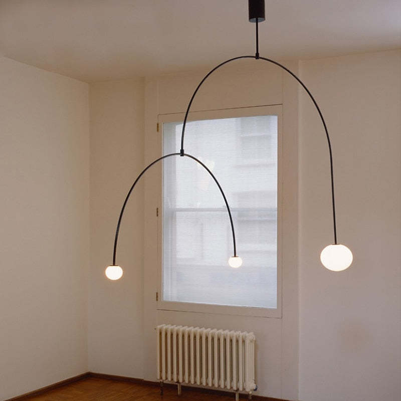 Fakegod Minimalist Linear Mobile Pendant Light, Black