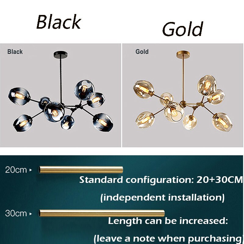 Pobibem Modern Bubble Metal Pendant Light, Black/Gold
