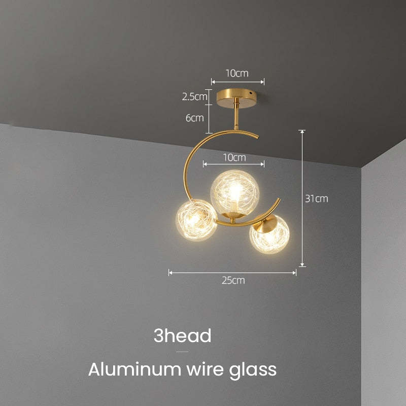 Liperir Modern Glass Globe Pendant Light, Metal & Glass, 3 Style