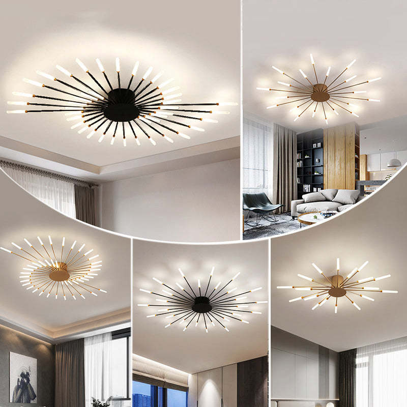 Kovon Flush-Mount Ceiling Light Fireworks, Black/Gold-Neutral Decor