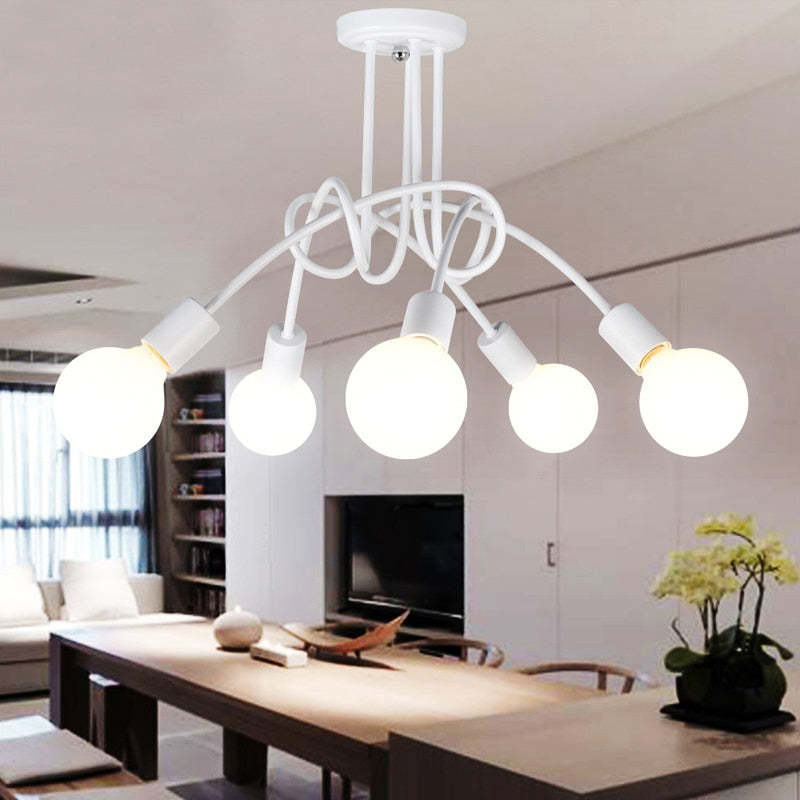 Lopumit Modern Linear Curve Metal Ceiling Light, Dining Room/Living Room