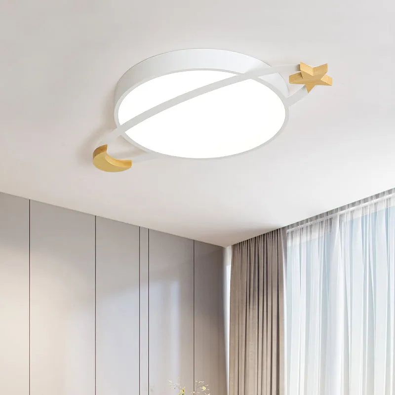 Kibokan Modern Round Flush Mount Ceiling Light, Grey/White/Green