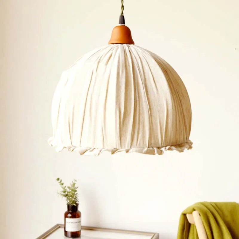Teo Vintage Pendant Light Beige, Fabric-Neutral Decor