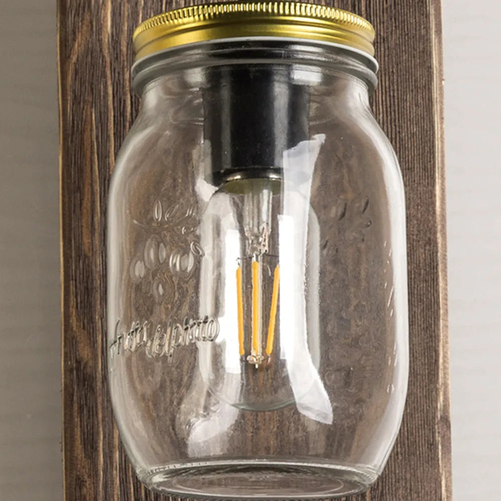 Zanibik Vintage Jar Shape Wood Metal Wall Lamp