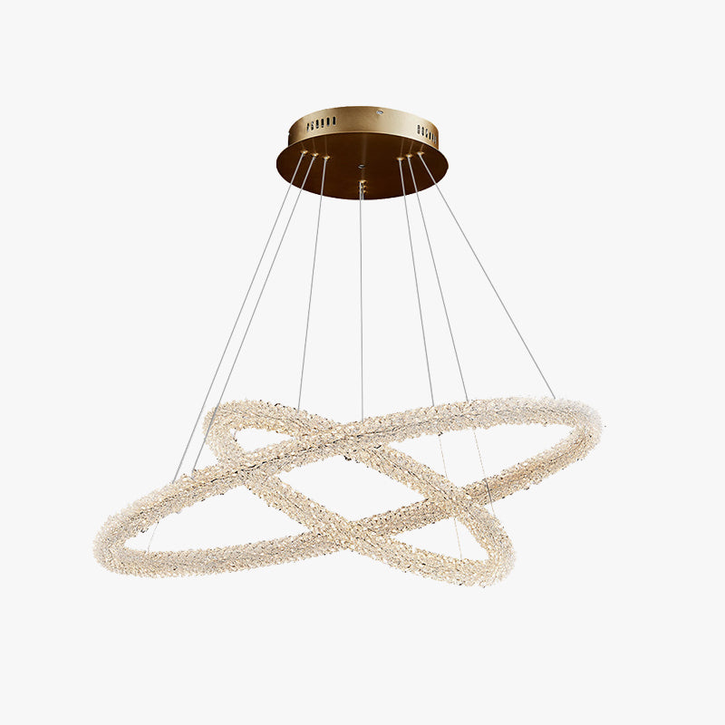 Temelos Art Deco Chandelier, Metal & Crystal, 1/2/3 Ring