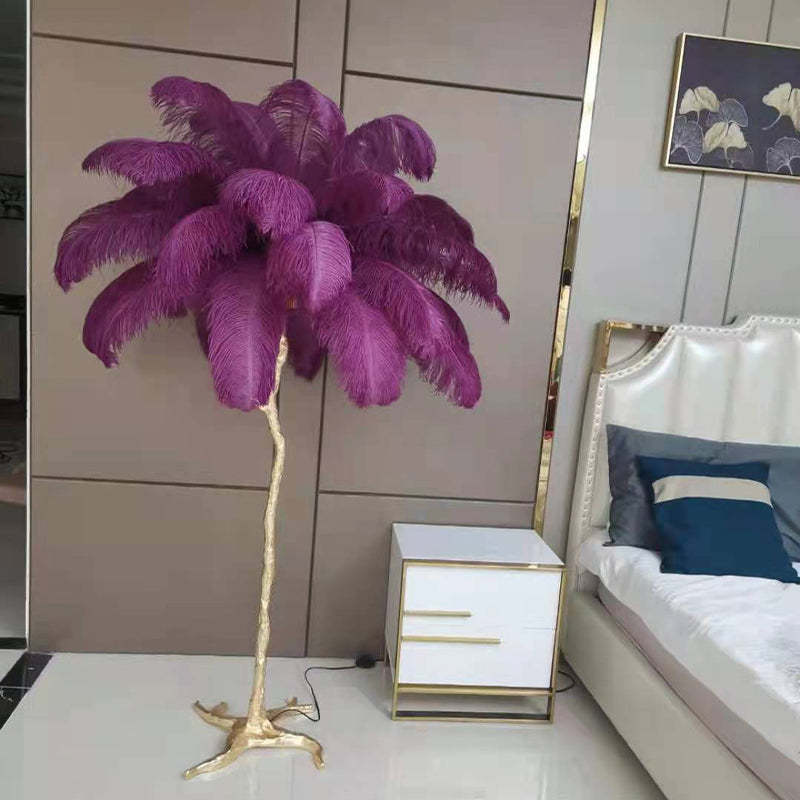 Salenor Nordic Luxury Unique Ostrich Feather Floor Lamp/Table Lamp-Neutral Decor
