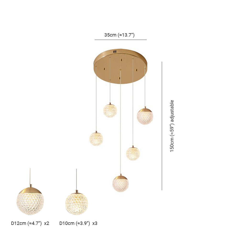 Cikakot Multi Staircase Modern Art Deco Pendant Light, Gold