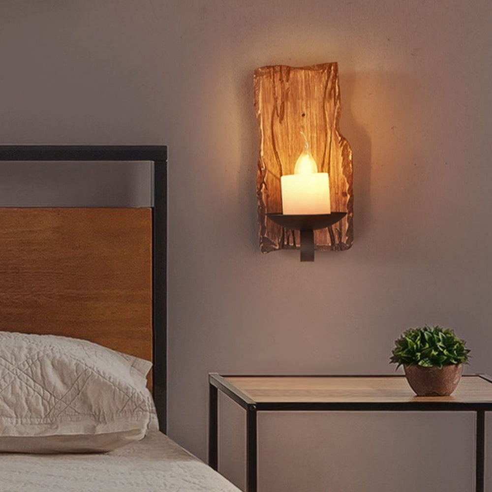 Venorik Wall Lamp Rectangular Vintage, Wood/Metal, Bedroom