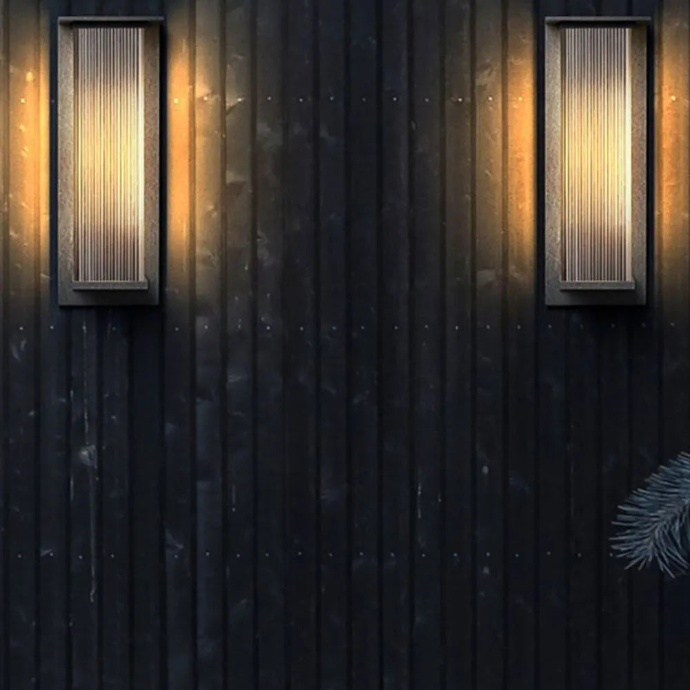 Zevotar Modern Rectangular Metal Outdoor Wall Lamp, Black