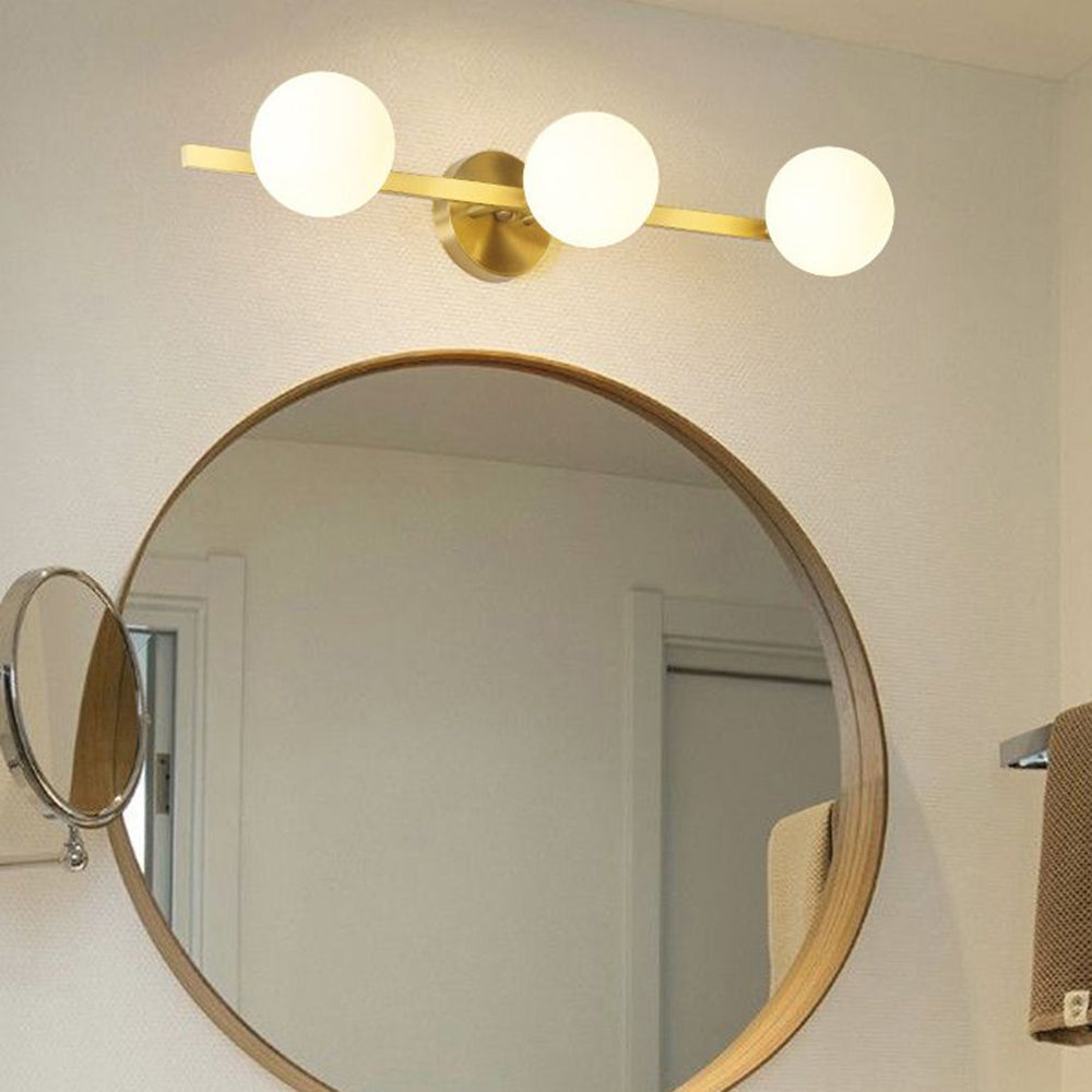 Lomisek Retro Globe Linear Metal/Glass Wall Lamp, Gold, Bathroom