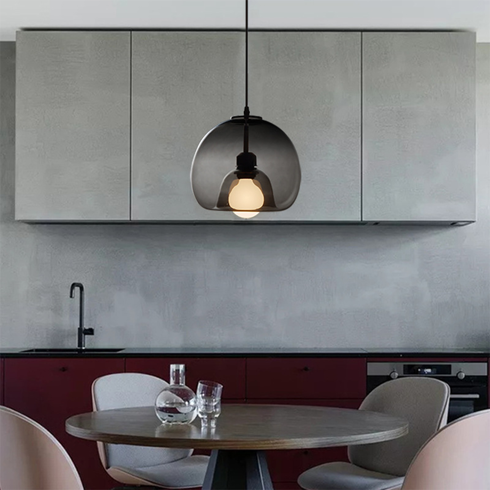 Norvia Pendant Light Globe Glass Amber/Smoky Grey-Neutral Decor