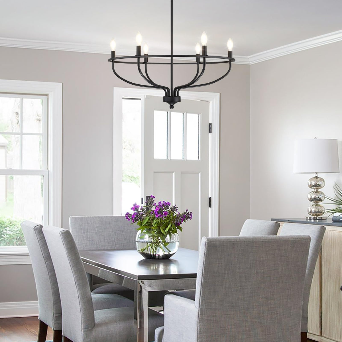 Zusedad Industrial Metal Candle Chandelier Black/Champagne Living Room/Bedroom