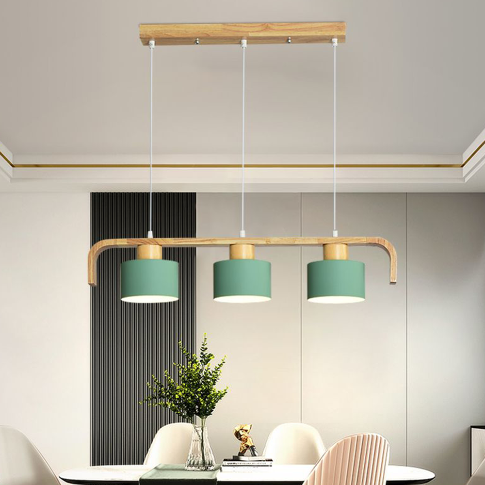 Vaneram Pendant Light Cylinder Nordic, Bamboo, White/Green/Gray, Bedroom