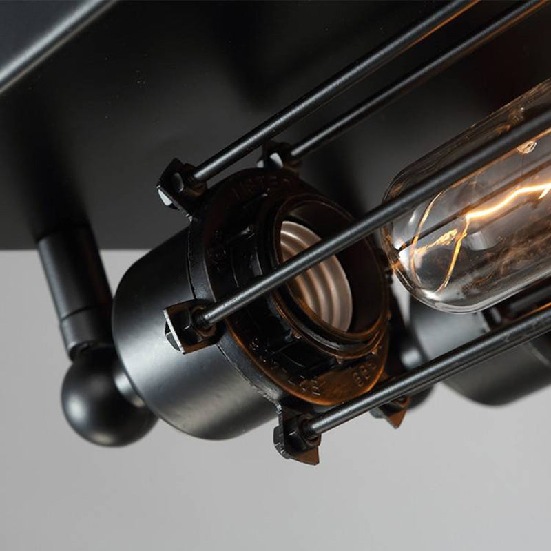 Nikokar Vintage Tubed Metal Flush Mount Ceiling Light, Black, Living Room
