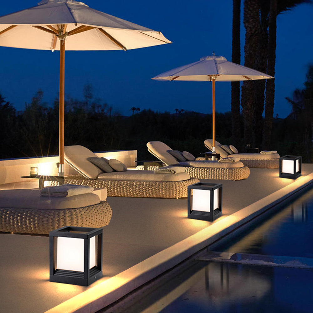 Kelaban Modern Rectangular Metal Outdoor Lamps, Black
