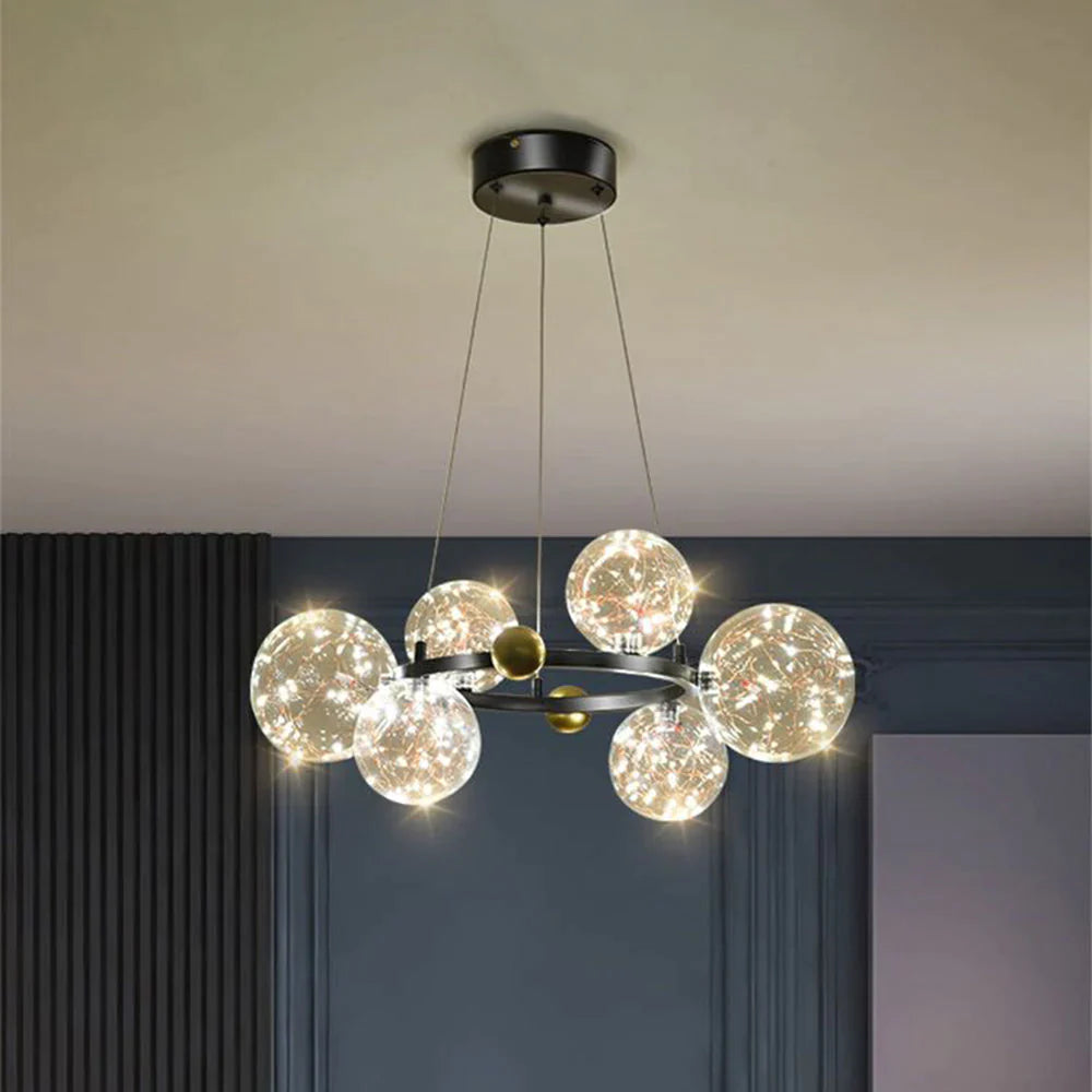 Husotim Art Deco Luminous Sphere Cluster Glass Pendant Light