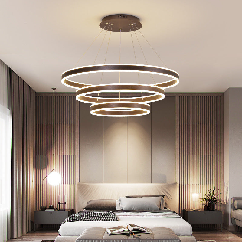 Huvusir Moderne Minimaliste Coffee LED Pendant Light, 3 Ring
