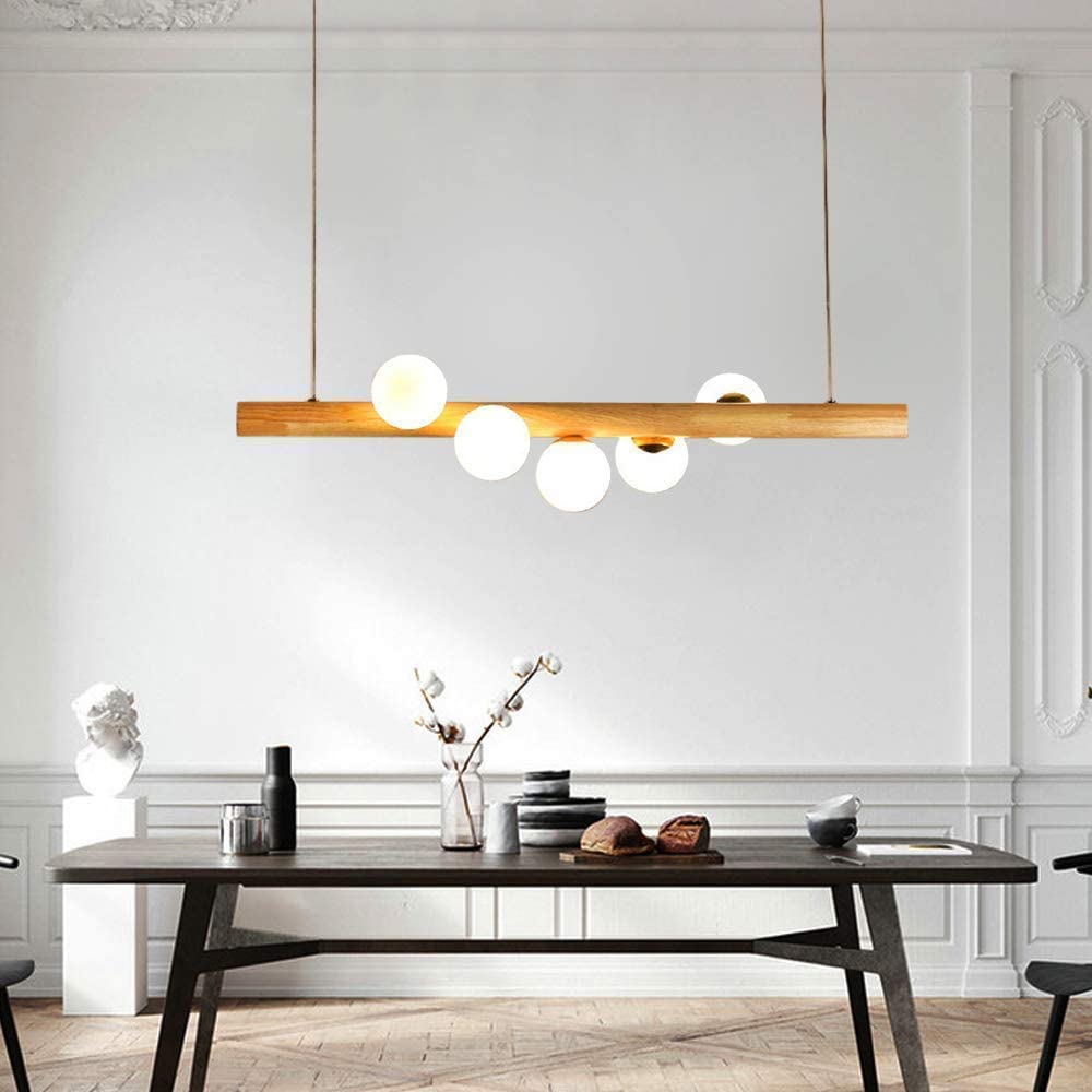 Taribid Glass Bubble Pendant Light Wood/Walnut