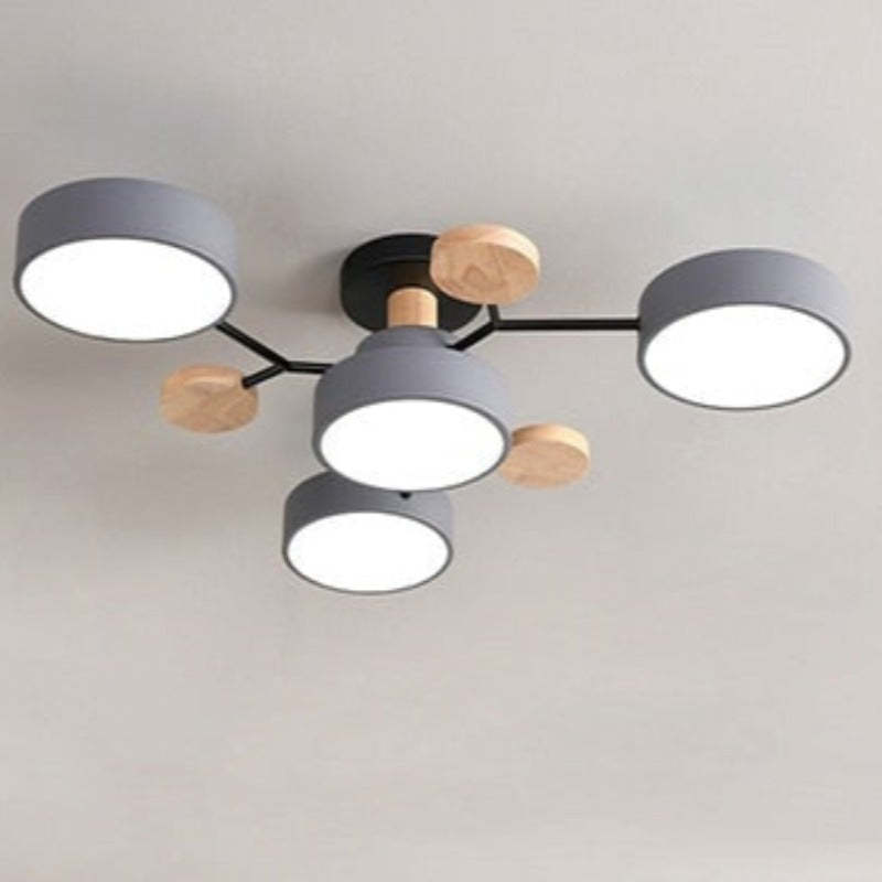 Cumalik Ceiling Light, Wood Round for Living Room