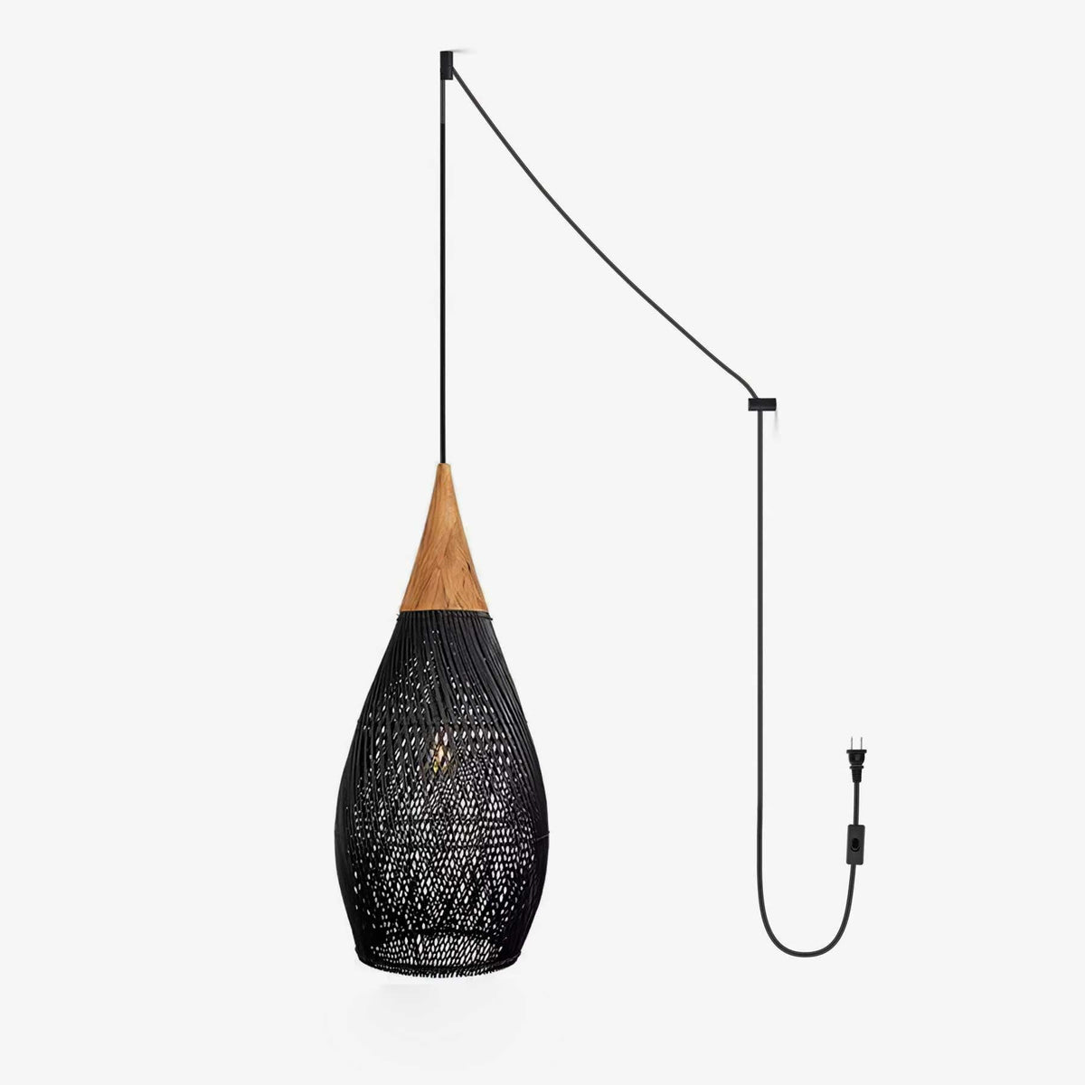 Braided Rattan Swag Pendant Lamp
