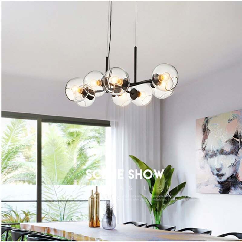 Copates Modern Glass Globe Bubble Pendant Light Black/Gold
