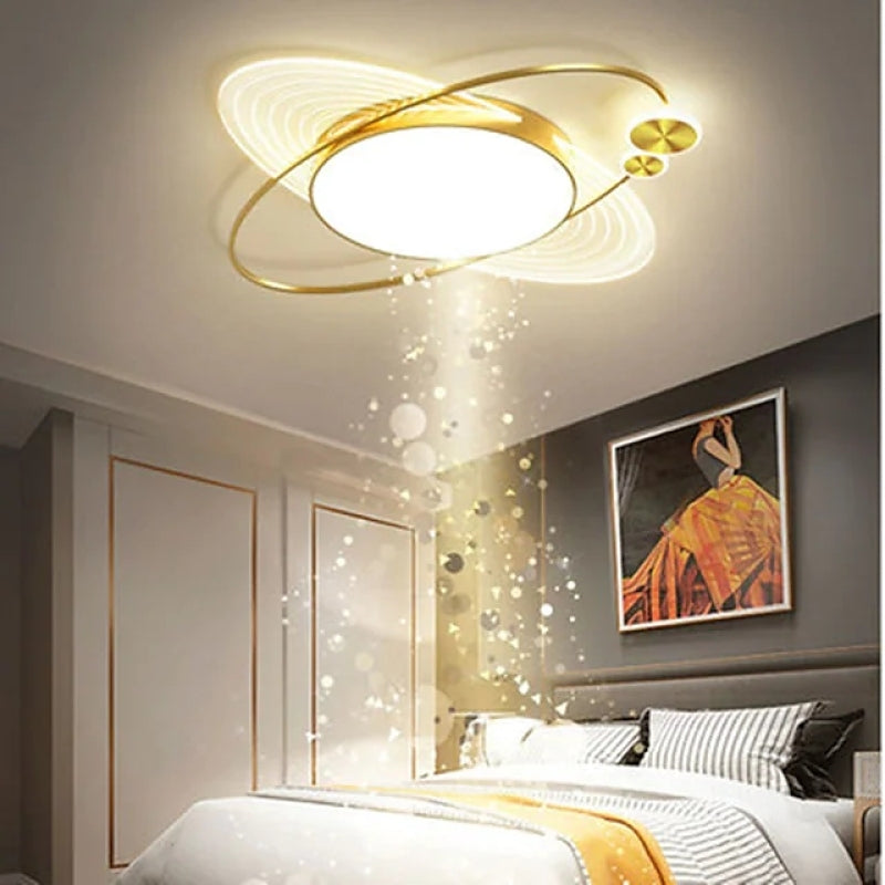 Rotuvut Simple Design Circle LED Flush Mount Ceiling Light, Black/Gold