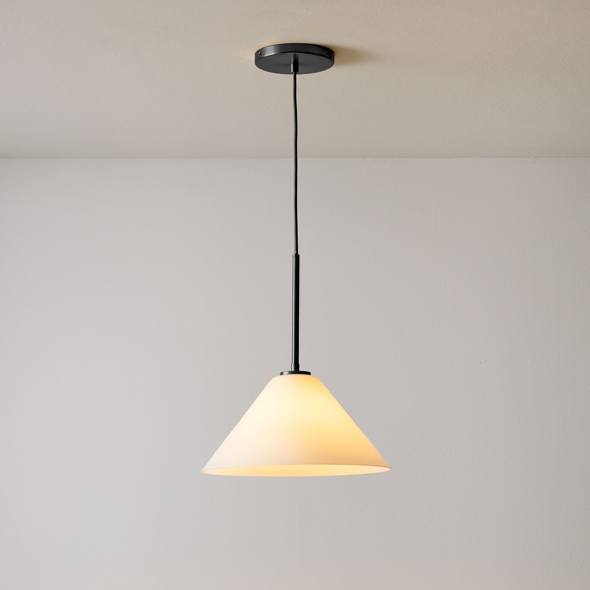 Cone Milk Clear Glass Cone Pendant Light for Kitchen