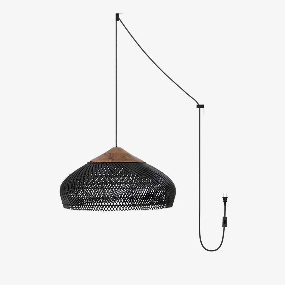 Braided Rattan Swag Pendant Lamp
