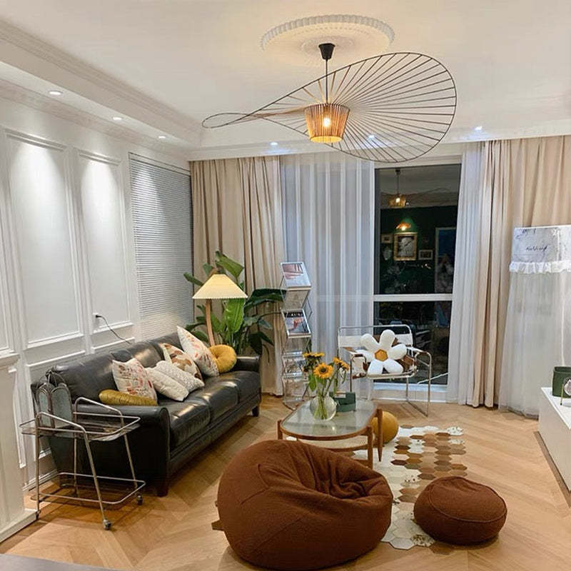 Xelion Pendant Light Modern Flower Fabric Black/White/Gold/Brown-Neutral Decor