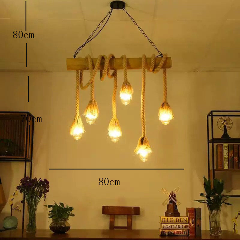 Ranobal Vintage Wood/Rope Pendant Light, Living Room