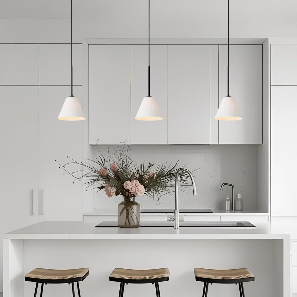 Cone Milk Clear Glass Cone Pendant Light for Kitchen