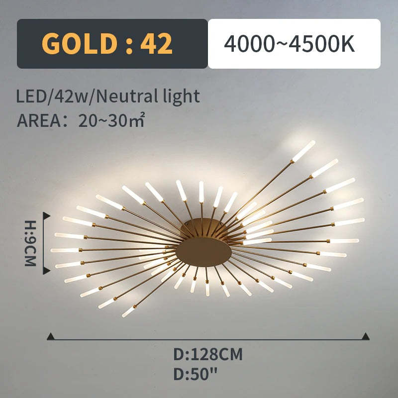 Kovon Flush-Mount Ceiling Light Fireworks, Black/Gold-Neutral Decor