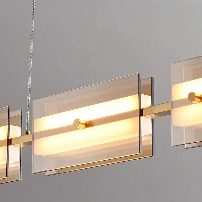 Kulasol Modern Nordic Linear Metal/Glass Pendant Light, Brass/Black