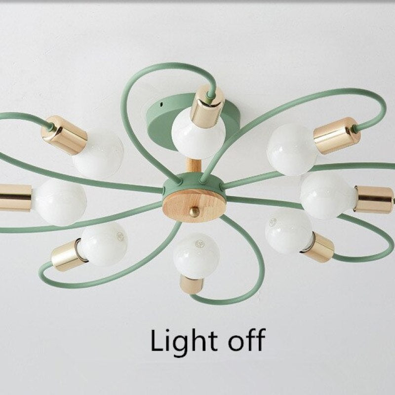 Vusumak Elegant Metal/Glass Flush Mount Ceiling Light, Grey/Green